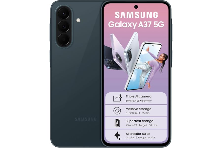 Samsung Galaxy A37 5G 8GB 256GB Smartphone, Awesome charcoal