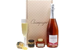 LE SAFRAN L'OR ROUGE DES ARDENNES Coffret Champagne Rosé, 75cl, AOC - Gelée de champagne Rosé-Fleur de sel au safran, 30g Direct productrices françaises - BIO