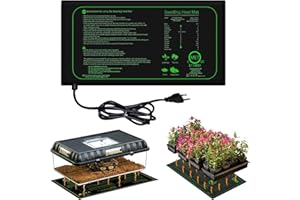 GAOUTO Esterilla calefactora para plantas de 21 W, 25 × 52,5 cm, para germinación de plántulas, estera de calor para plantas de interior, para la germinación y la regulación de la temperatura,