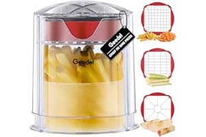 Geedel Coupe Frites Manuel, Découpe Légumes à Coupe Rapide, Coupe Legume Facile à Nettoyer, Coupe Pommes pour Légumes et Fruits avec 3 Lames en Acier Inoxydable