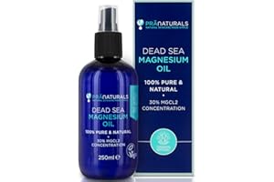 PraNaturals Dead Sea Magnesium Oil Spray 250ml, Certificación de Cosmos Natural, Vegan y Soil Association.