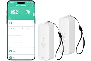 Comboss Sensore di temperatura e umidità wireless per interni ed esterni con allarme di notifica app remota, per serra, cantina di vino (2 pezzi)