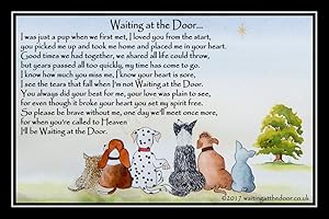 COUNTRYSTYLE GIFTS Pet Dog Memorial Rainbow Bridge Print (unframed) - Waiting at the Door