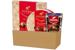 COTE D'OR CÔTE D'OR - Mini Roc Mix de 279g, Coffret Sélection de 187g & Coffret Collection de 135g - Assortiments de Chocolats de Fêtes - Boîtes à Partager ou à Offrir - Idée Cadeau Noël - Lot de 3