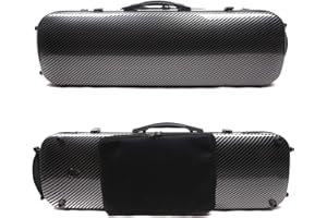 Yinfente 4/4 Violine Fall Kohlefaser längliche Form schwarze Farbe volle Größe Violine Box schützen tragen Violine mit Musik Buch Tasche