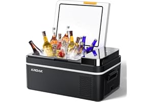 KROAK 21L Kompressor Kühlbox, 12/24 V/230 V Elektrische Gefrierbox Mit Großem Display, -20℃~20℃ Mini Kühlschrank für Auto, Lkw, Boot, Wohnmobil und Steckdose