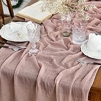 Mesnt Runner Rosa Tavolo, Lino Schema di cuori a tema San Valentino Runner da Tavola Decorazione da Tavola per Compleanni & Matrimoni (Rosa, 33 x 180 cm