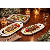 Beyaz Sunum Tabağı Seti 6'lı Servis Tabağı Restoran Servis Tabak Seti, 6 Par&ccedil;a, 2 Oval 2 Tavuk Tabağı 2 Kare Tabak, Profesyon