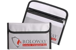 SEKAM Small Fireproof Bag (5 x 8 inches), Non-itchy Fireproof Money Bag for Cash, Valuables, Passport, Currency & Keys (2-Pack Silver)
