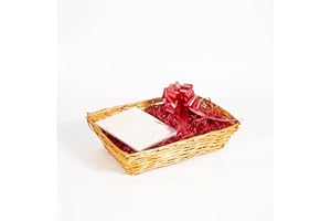 GREEN LEAVES Honey Wicker Basket Hamper Kit - Make Your Own Gift Hamper - Birthday, Christening, Wedding, Christmas Gifts - Red Packaging