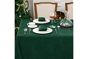 Romanstile Grüne Tischdecke Weihnachten Tannengrün 140x240 cm, Natur Jacquard Barock Design Wasserabweisend für Festliche Tischdeko,Ferien,Weihnachtsdeko,Christmas Decor,Esstisch,Küche,Party