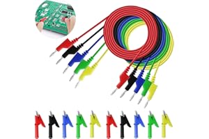 GUICHANGKAI Bananenstecker Kabel 5Pcs krokodilklemmen mit kabel Multimeter Messleitung 5 Farben 4mm Banana Test Kabel mit 10Pcs Isolierte Krokodilklemmen Für Multimeter Spannungsprüfer