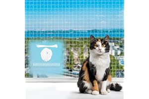 Dulynva 3x2M Filet Chat Balcon sans Percer Transparent Nylon Filet Protection Chat Fenetre Oiseau Découpable Filets de Sécurité pour Chats, pour Balcons, Portes, Fenêtres, Escaliers