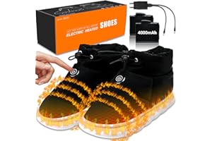ZONSUSE Beheizte Schuhe Herren Damen,Beheizbare Hausschuhe,Fußwärmer Elektrisch, Elektrische Warme Schuhe,3.7 V 4000 mAh Akku mit Eu Adapter,3 Heizstufen, für Winter Heim Büro Warm Halten
