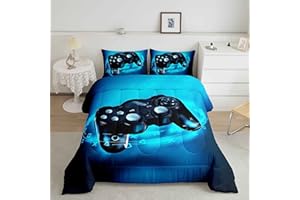 LOUSSIESD Piumino da gioco Piumone Adolescenti Camera da letto Gamepad Set di biancheria da letto per tutta la stagione Leggero Caldo Morbido Singolo Size