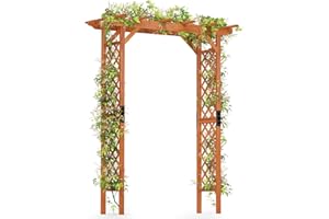 COSTWAY Wooden Garden Arch, Large Rose Trellis Pergola Arbour, Climbing Plant Wood Archway for Party Ceremony Wedding Backyard Lawn Patio Courtyard (170 x 80 x 212 cm)