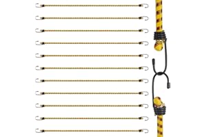 AWBEOT 10 Piezas 80 cm Cuerdas Elásticas con Gancho, Correas Elásticas, Tensores Elásticos con Gancho, Tensor de Goma, Pulpo Elastico para Lonas, Portaequipajes, Coches y Bicicletas, Amarillo