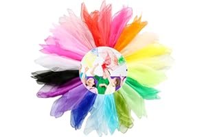 SumDirect Dance Scarves, Children Dance Juggling Scarf 60 x 60cm, Multicolor Square Silk Dance Scarf with Hemmed Edges, Baby Sensory Toys, Rhythm Band, Magic Performance Props Accessories（21 Colors）