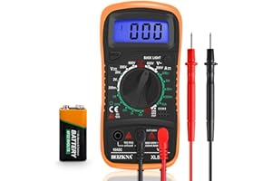 Beizkna Digital Multimeter Voltmeter Battery Voltage Multi Tester AC DC Volt OHM Amp Current Meter Continuity Circuit Resistance Diode Ammeter Electrical Tester with Test Leads Backlight LCD Display
