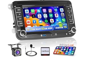 Fuluku Android Autoradio für VW Passat Golf Polo Tiguan Jetta Skoda Seat mit MirrorLink, 7'' Bildschirm Radio mit Bluetooth/WiFi/GPS/Rückfahrkamera/FM/RDS/SWC