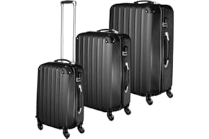 TecTake® Set de Valises de Voyage 3 Tailles Valise Grande Taille, Cabine et Petite Valise Sacs de Voyage Valises Maternité ABS avec roulettes Pivotantes 360° Cadenas Poignée télescopique