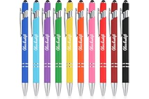 Tenare 20 Stück Glücksstift Schwarze Tinte Kugelschreiber mit Touchpen Inspirierende Druckkugelschreiber für Prüfung Abitur Aufmunterung Genesung Kollegen Familien (Lebendige Farben)