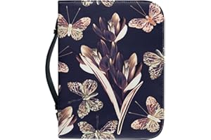 Kuiaobaty Gold Butterfly Flowers Book Sleeve for Bible,Novel,Notebook, Butterflies PU Leather Book Cover Case with Inside Pen Pocket