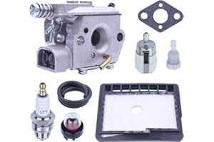 Kit Carburatore per ECHO CS3000 CS3400 CS3450 CS300 Motosega, ADEFOL Carburatore + Filtro Aria + Guarnizione + Filtro Carburante + Tubo Carburante + Candela Pezzi di Ricambio