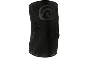 Rehband Benda per gomito SBR/neoprene da 5 mm, manica del gomito per allenamento con i pesi, design anatomico, antiscivolo e aderente per donne e uomini, Colore:Carbon/Nero, Misura:L