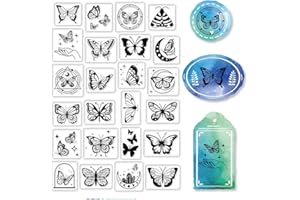 CRASPIRE Sellos Transparentes de Mariposa Decoración de Tarjetas, Álbumes de Recortes, Sello de Goma de Silicona Luna para Tarjetas
