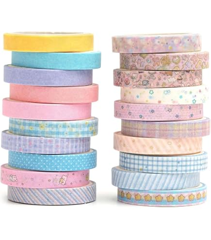 KAVI'S Set 12 Rotoli Washi Tape Fiori - Nastro Adesivo Decorativo Giapponese Per Bullet Journal, Scrapbooking, Planner, Fai Da Te