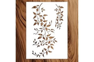 CIATBYYJ Plantillas reutilizables para pintar con hojas grandes de zarcillos, plantillas reutilizables para decoración de pared en madera, manualidades y decoración del hogar (21 x 29,5 cm)