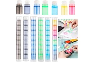 BAOFALI 48 Pcs/Set Soft Bristles Finger Daubers with 6 Storage Box Ink Blending Brushes Mini Stackable Blender Brushes Brush Head 0.75'' for Cardmaking Painting Drawing Handles Ink Blender Tool