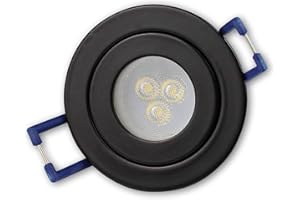 Trano LED Einbaustrahler Schwarz rund 3W warmweiß IP-44 230V - GU11 Strahler für Bad und Außen-Bereich - Ø40mm Bohrloch Badezimmer Sauna Dusche Einbau-Spot Einbauleuchte