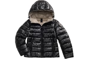 Blauer Piumino Invernale con Cappuccio,Nero,Cerniera Frontale,Giubbino Corto per Ragazze