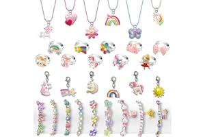 GEMDOIT 31PCS Kids Jewelry Set for Girls, Girls Jewellery Set, Childrens Jewelry Necklaces Bracelets Rings pendants for Girls Kids Birthday Christmas Party Gifts Party Bags Fillers