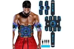 ASHMITA Muscle Stimulator ABS Trainer, EMS Muscle Stimulator fitness electric stimulators, Abdominal Muscle Stimulator for Men and Women, ABS Stimulator for/Waist/Leg/Arm, 8 Modes 19 Intensities