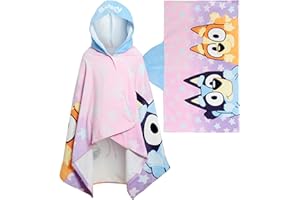 Bluey Girls Hooded Towel For Kids Poncho Wrap Bingo 100% Cotton Beach Towel Bath Towel Swimming Changing Robe