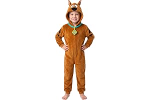 Get Trend Scooby DOO Onesie barn 104–152 gosig dräkt overall med huva | Varm jumpsuit pyjamas, mjuk fleece helkroppsdräkt kostym för pojkar och flickor, presenter till barn