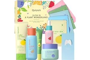 QUIYUM Coffret de Soins du Visage, Hydratant pour le Visage pour Femme 10 Pièces, Avec Nettoyant, Toner, Sérum, Crème pour les Yeux, Crème Hydratante, Cinq Masques pour le Visage