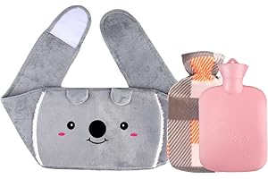 OBSGUMU Wärmflasche Gürtel, 3 in 1 Koala Wärmflaschengürtel, 1L Tragbare Wärmflaschen mit Weichem Taillen Bezug, 120x19cm Hot Water Bottle Belt für Taille, Unterleib, Hände, Schulter und Fuß