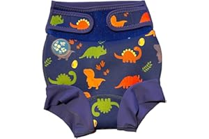 Bubble Tots Go Anywhre Swim Nappy (Blue Dinosaur, Large - 6-12 Months)