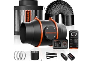 SPIDER FARMER 6 Inch Inline Fan Carbon Filter Ducting Kit, Exhaust Fan with Temperature Humidity Controller Hydroponics Grow Tent Ventilation Kit for Heating Cooling Booster, Grow Tents, Hydroponics