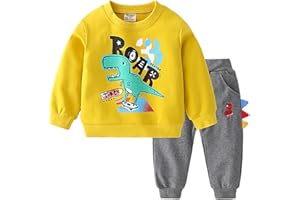 NautySaurs Kinder-Trainingsanzüge für Jungen, Sweatshirts und Hosen, Set mit niedlichen langärmeligen Oberteilen, Dinosaurier-Pullover und Jogginghose