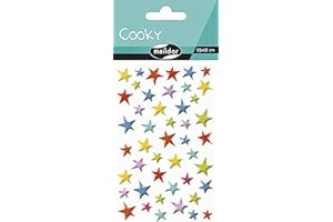 Maildor 560501C - Un sachet de gommettes 3D Cooky 1 planche 7,5x12cm, Etoiles couleurs (46 stickers)