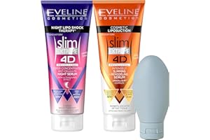 SVRNK Slimming Body Cream Bundle - Eveline Cosmetics Slim Extreme 4D Duo: Scalpel Concentrated Slimming Cream, Super Concentrated Cellulite Slimming Hot Cream + Free Travel Bottle - Skin Tightening Solution