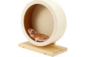 XFLYP Rueda de hámster de 20 cm, rueda de ejercicio silenciosa de madera con base, rueda de ejercicio de doble rodamiento, rueda giratoria silenciosa para jerbos de hámster sirio enano y animales