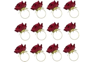Zeafree 12 PièCes SéRies Rouge Rose Forme Serviette Boucle Serviette Anneau FêTe de Mariage Saint Valentin HHTel Table DéCor MéTal Or Porte-Serviette