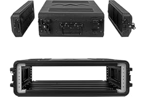 HOHIYO Rack Case, 19" 2U Rack Case Shallow Flight Cases, Durable HDPE Watertight Dust-Proof 390-2U Shock Mount Racks with Microphone Compartments 19" Rackmount Flight Cases