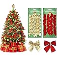 Goodern 24 Pieces Christmas Bow Decorations for Christmas Tree,Red Wreaths Bows,Xmas Decorative Bows Ornaments for Home Christmas Party,Christmas Glitter Tiny Bows for DIY Crafts Ornaments
